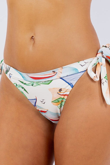 2 Piece Scenic and Floral Prints Bikini
