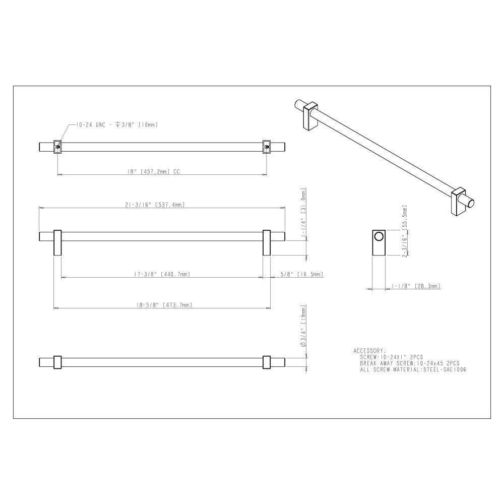 96 mm Center-to-Center Satin Nickel Larkin Cabinet Bar Pull