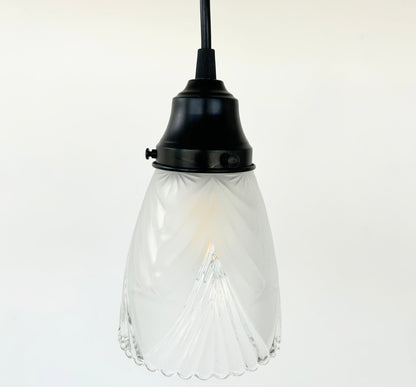 Clear And Frost Fan Ribbed Scallop Pendant Light/Wall Sconce