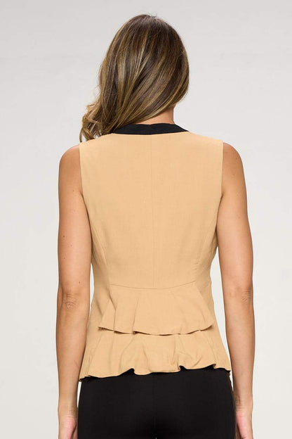 Sleeveless Single-Button Blazer Vest with Contrast Lapel | Apparel | Kitchen + Metal