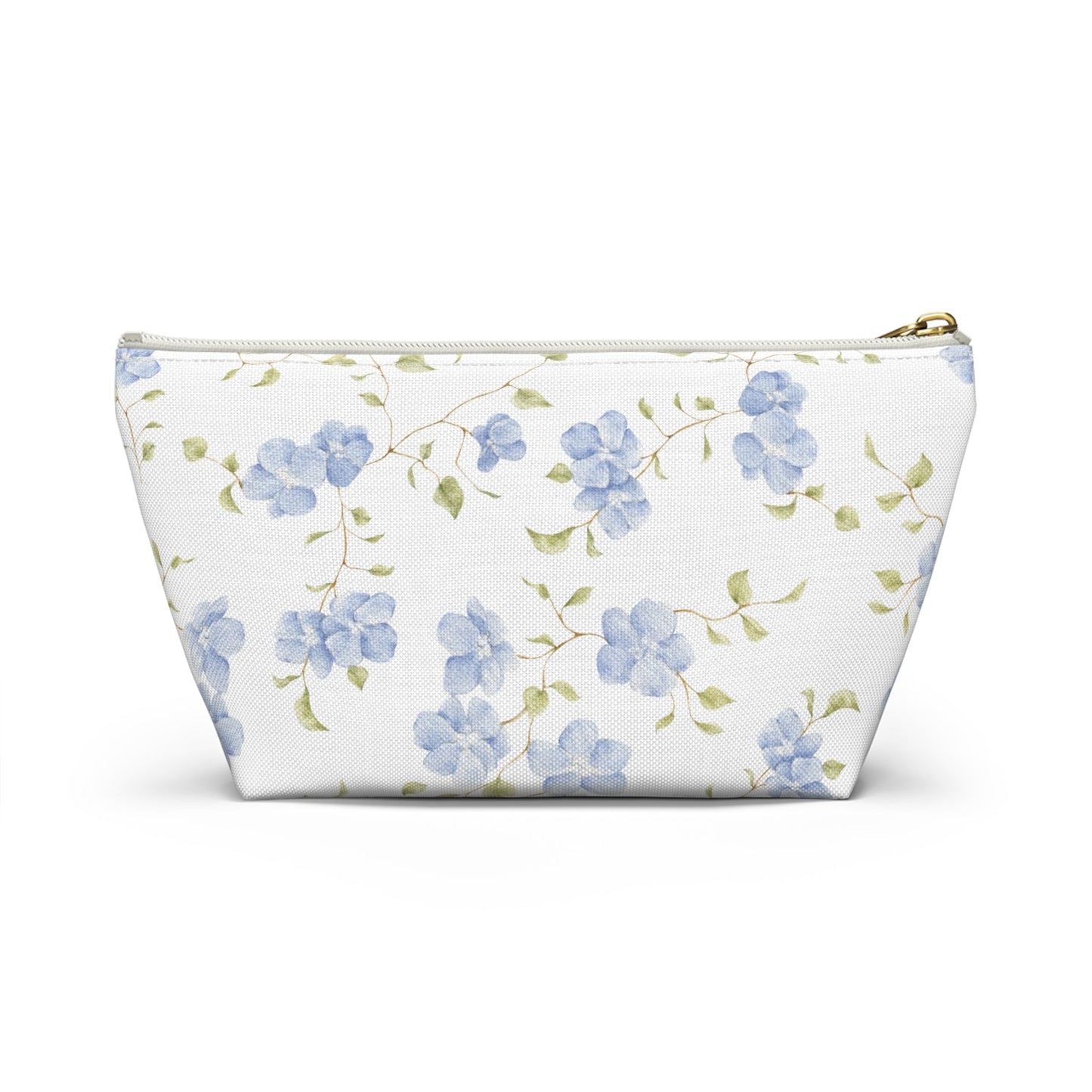 Customizable: Floral Accessory Pouch, Cosmetic Bag, Makeup Organizer, Gift for Her, Travel Essentials, Blue Floral Design