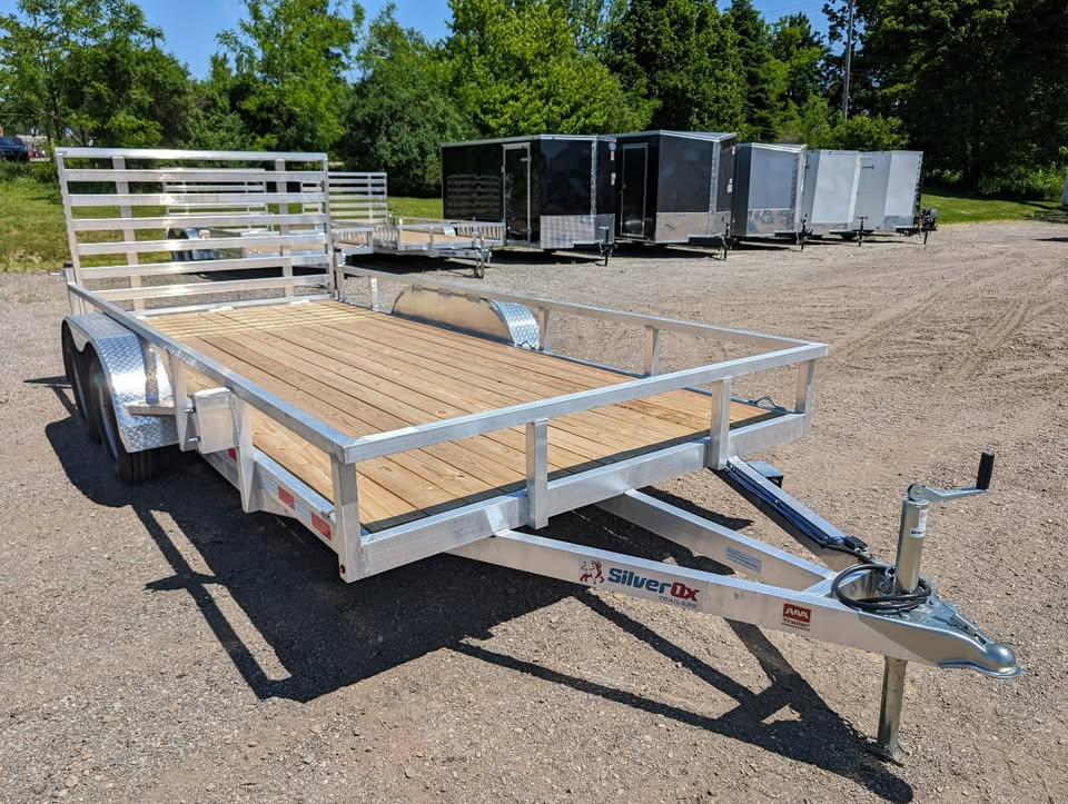 Silver Ox 7x16 Tandem Axle Aluminum Utility Trailer with Heavy Duty Package