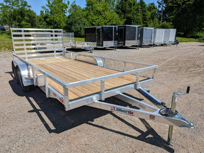 Silver Ox 7x16 Tandem Axle Aluminum Utility Trailer with Heavy Duty Package