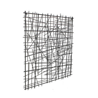 32" X 32" Black Handcrafted Abstract Lines Metal Hanging Dimensional