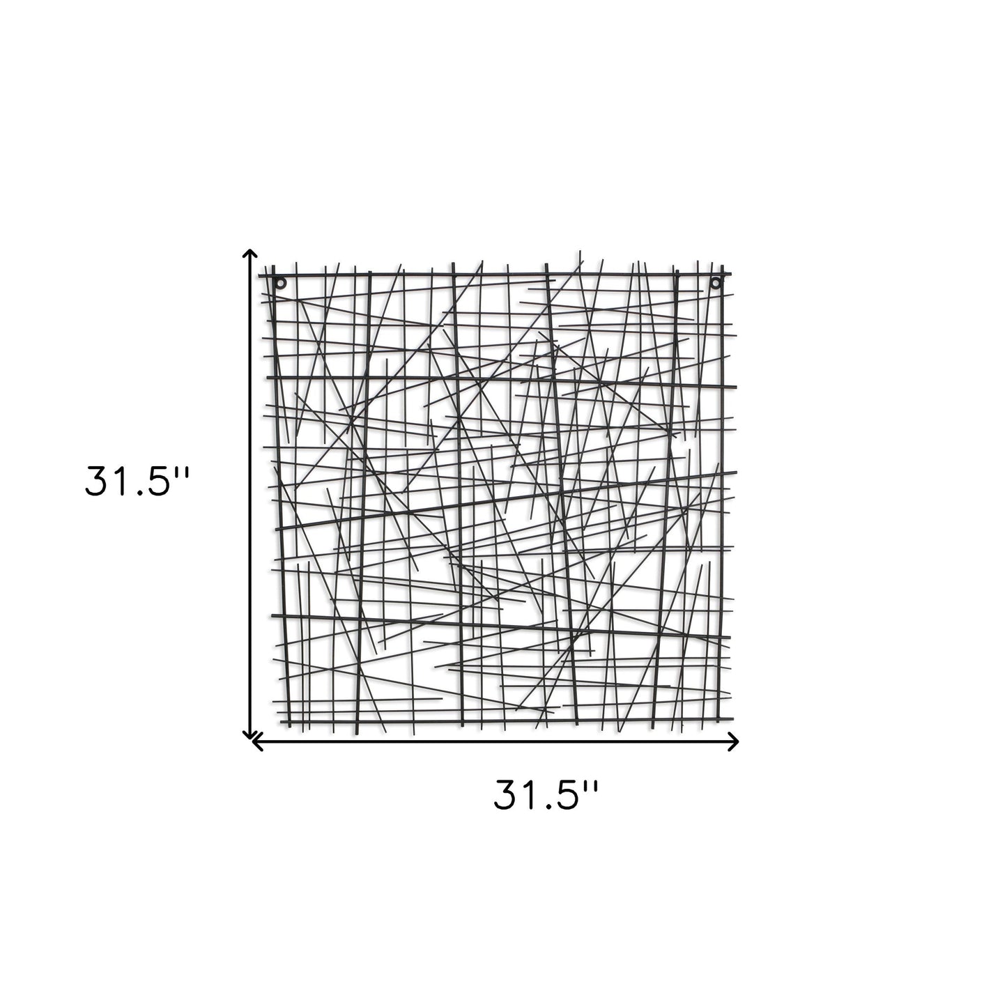 32" X 32" Black Handcrafted Abstract Lines Metal Hanging Dimensional