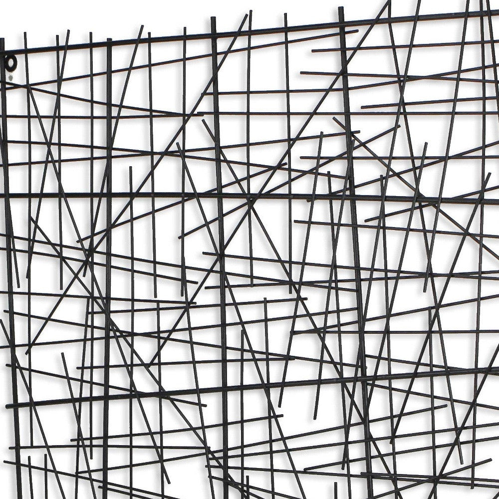 32" X 32" Black Handcrafted Abstract Lines Metal Hanging Dimensional
