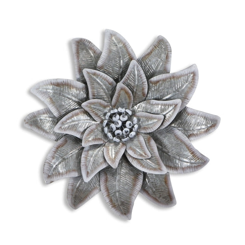 27" X 27" Gray and Off White Galvanized Metal Flower Hanging | Kitchen + Metal