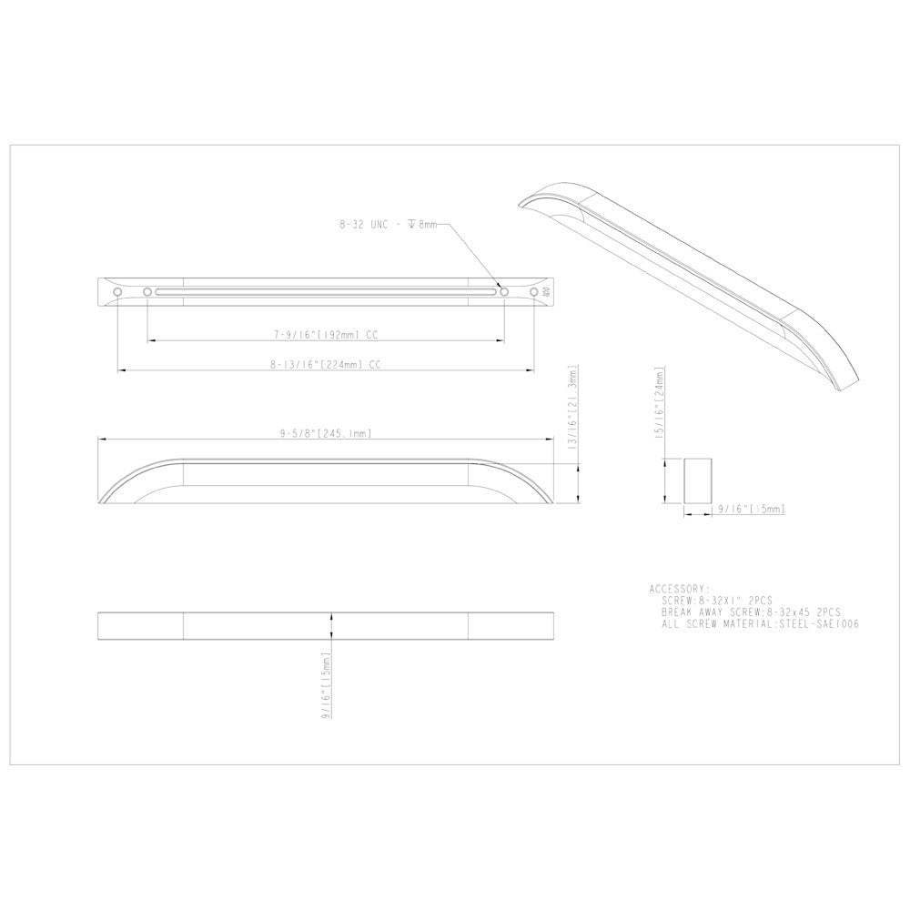 32 mm Center-to-Center Satin Nickel Elara Cabinet Pinch Pull