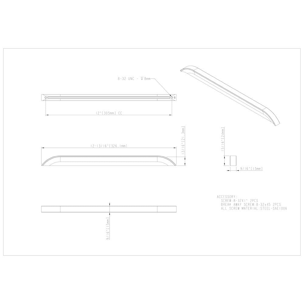 32 mm Center-to-Center Satin Nickel Elara Cabinet Pinch Pull