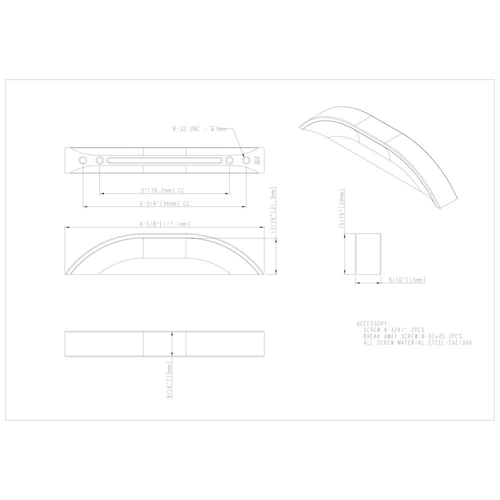 32 mm Center-to-Center Satin Nickel Elara Cabinet Pinch Pull
