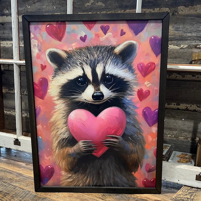 18" x 24" Valentine Raccoon Box Frame