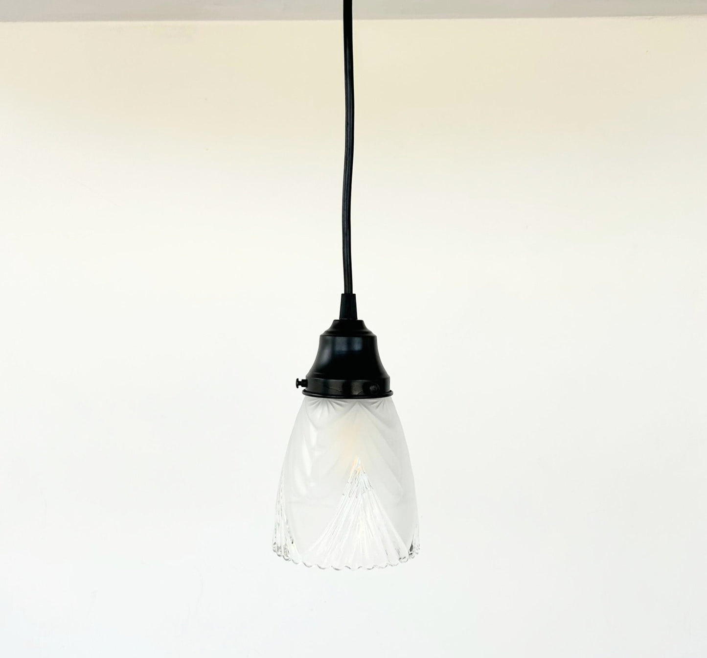 Clear And Frost Fan Ribbed Scallop Pendant Light/Wall Sconce