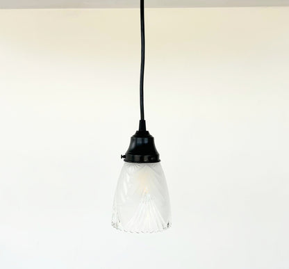 Clear And Frost Fan Ribbed Scallop Pendant Light/Wall Sconce