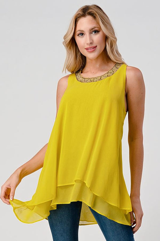 Beaded Neckline Chiffon Tunic | Apparel | Kitchen + Metal