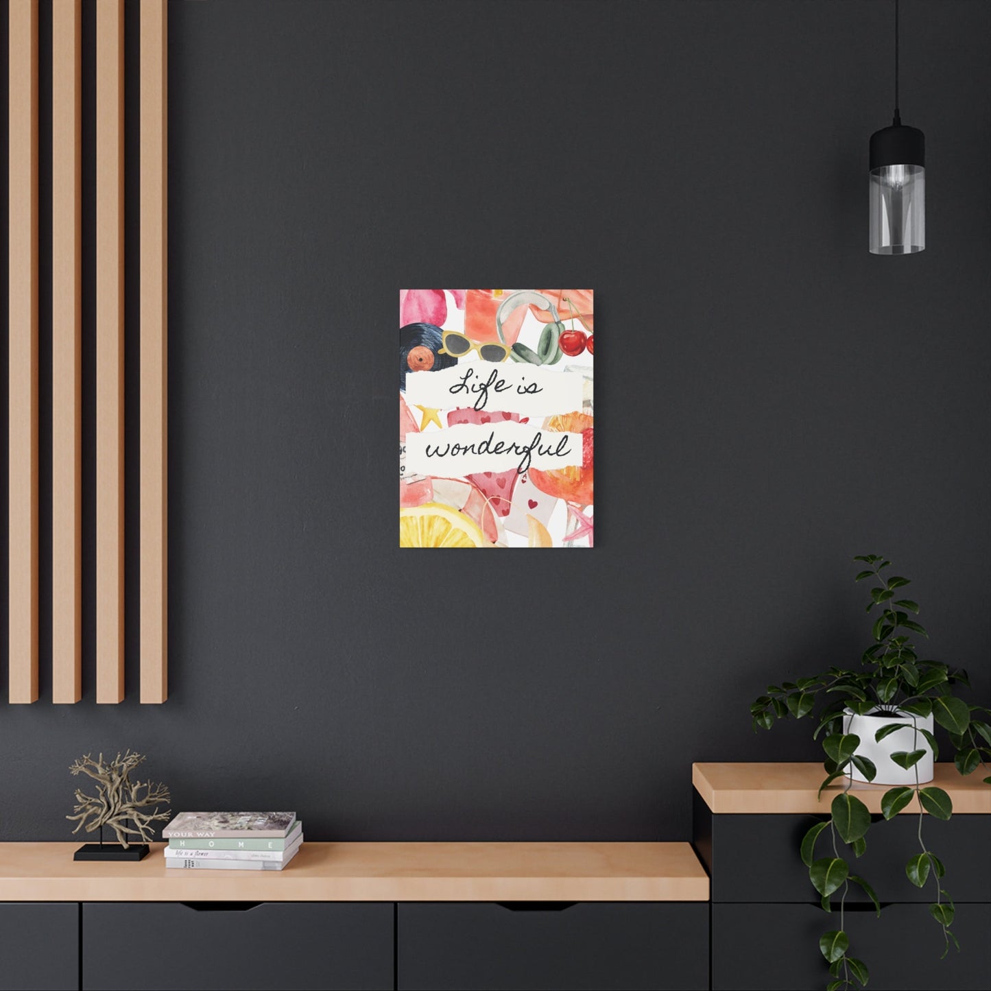 Life is Wonderful Canvas Wall Art, Colorful Decor, Inspirational Gift, Home Display, Summery Wall Art, Motivational Print