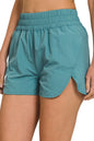 Zenana Windbreaker Smocked Waistband Running Shorts in Teal