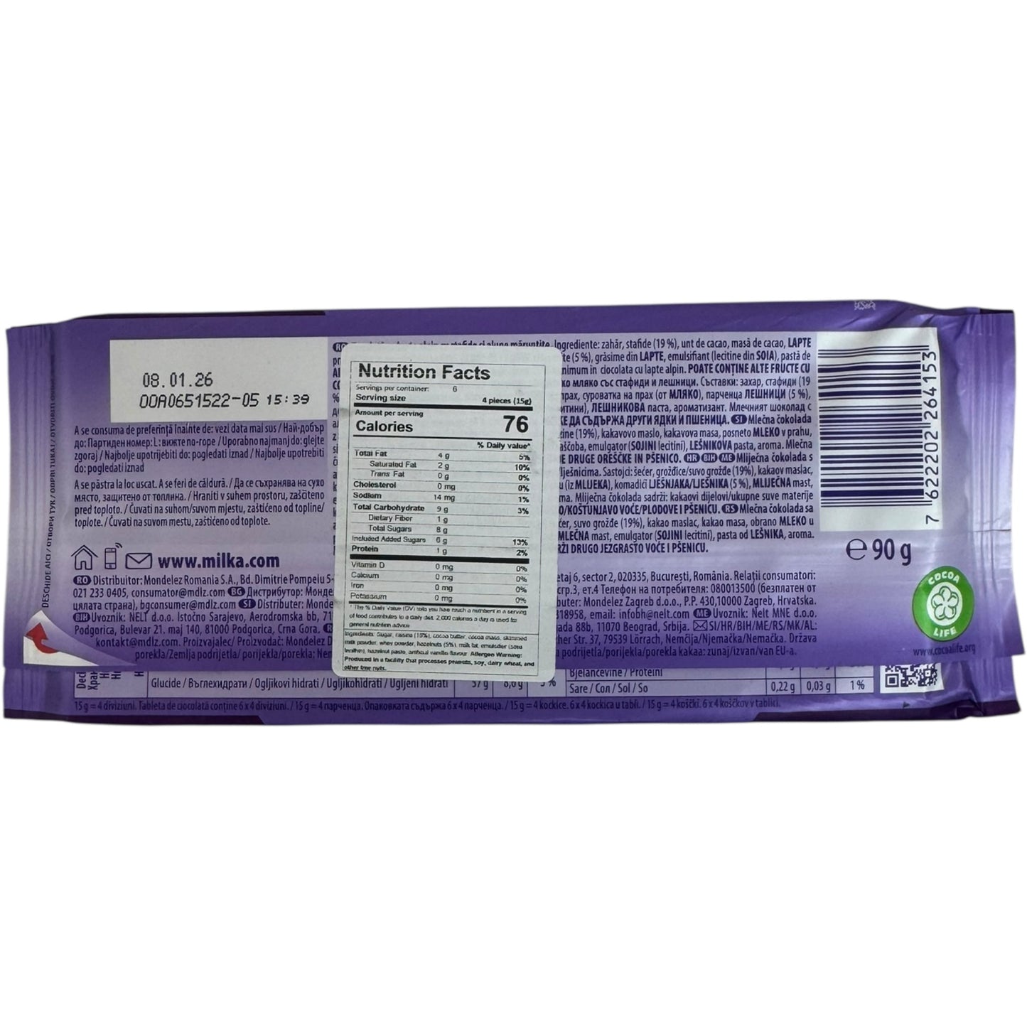 Milka Chocolate With Raisins And Nuts 90g - Deliciously Crunchy Snack Treat
