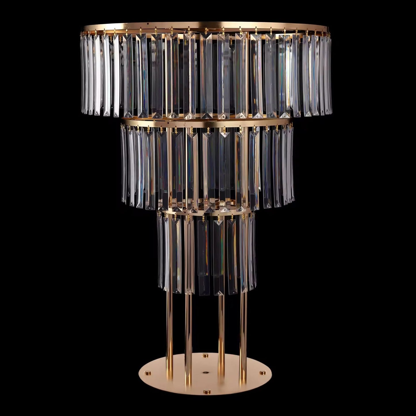 Luxe Wedding Party Centerpiece - 35 Inch Gold Crystal Stand