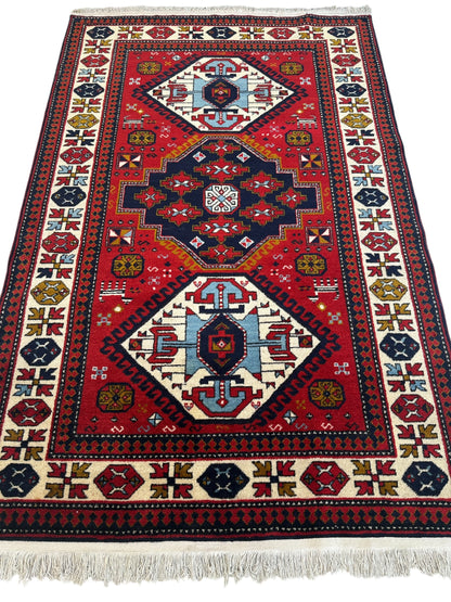 Armenian Yerevan Wool Rug – 4’6” x 6’11” – Hand-Knotted Geometric Design