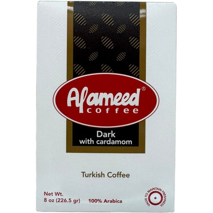 Alameed Turkish Coffee With Cardamom - Rich Flavor, Dark Brew, 100% Authentic Blend