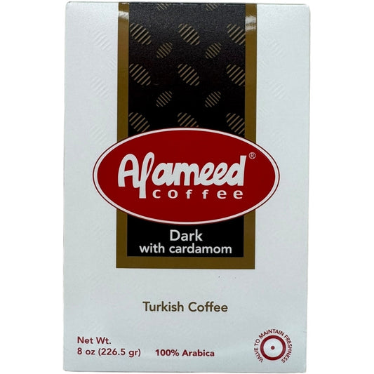 Alameed Turkish Coffee With Cardamom - Rich Flavor, Dark Brew, 100% Authentic Blend