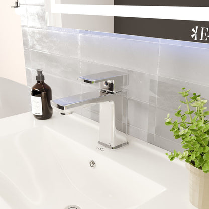 Eviva Lux Single-Handle Waterfall Single-Hole Bathroom Faucet with Deckplate Included in Chrome