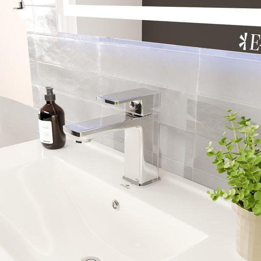Eviva Lux Single-Handle Waterfall Single-Hole Bathroom Faucet with Deckplate Included in Chrome