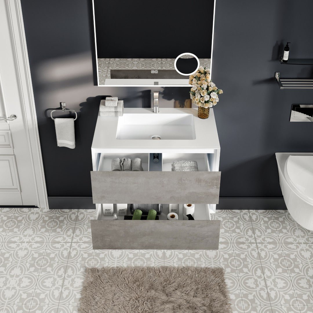 Eviva Vienna Wall Mount Bath Vanity with Acrylic Top and Integrated Sink (36"-75")
