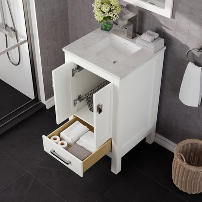 Eviva London Bath Vanity with Carrara Quartz Top and Undermount Porcelain Sink (20"-60")