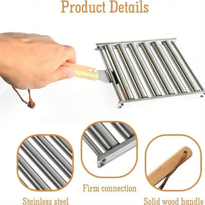 Stainless Steel Hot Dog Roller With Wooden Handle – BBQ Essential Tool