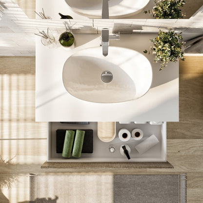 Eviva Santa Monica Wall Mount Bath Vanity with Acrylic Top and Vessel Solid Surface Sink (30"-36")