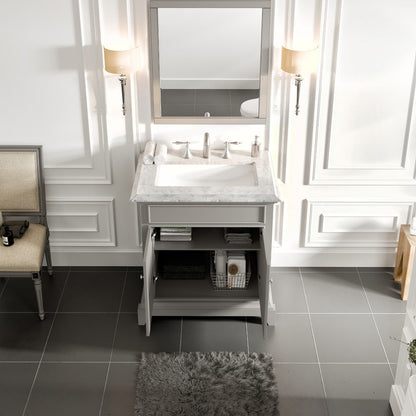 Eviva Elite Princeton Bath Vanity with Carrara Marble Top and Undermount Porcelain Sink (24"-30")