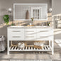 Eviva Natalie Bath Vanity with Carrara Marble Top and Undermount Porcelain Sinks