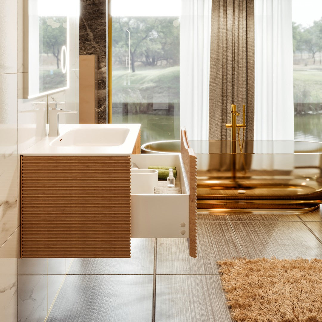 Eviva Leah Wall Mount Bath Vanity with Solid Surface Top and Integrated Sink (32"-39")