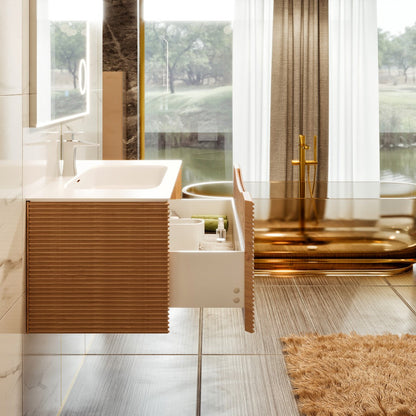 Eviva Leah Wall Mount Bath Vanity with Solid Surface Top and Integrated Sink (32"-39")