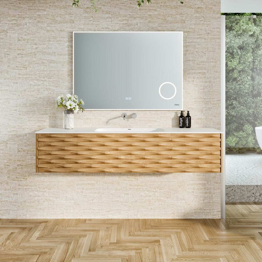 Eviva Oahu Wall Mount Bath Vanity with Solid Surface Top and Integrated Sink (32"-55")