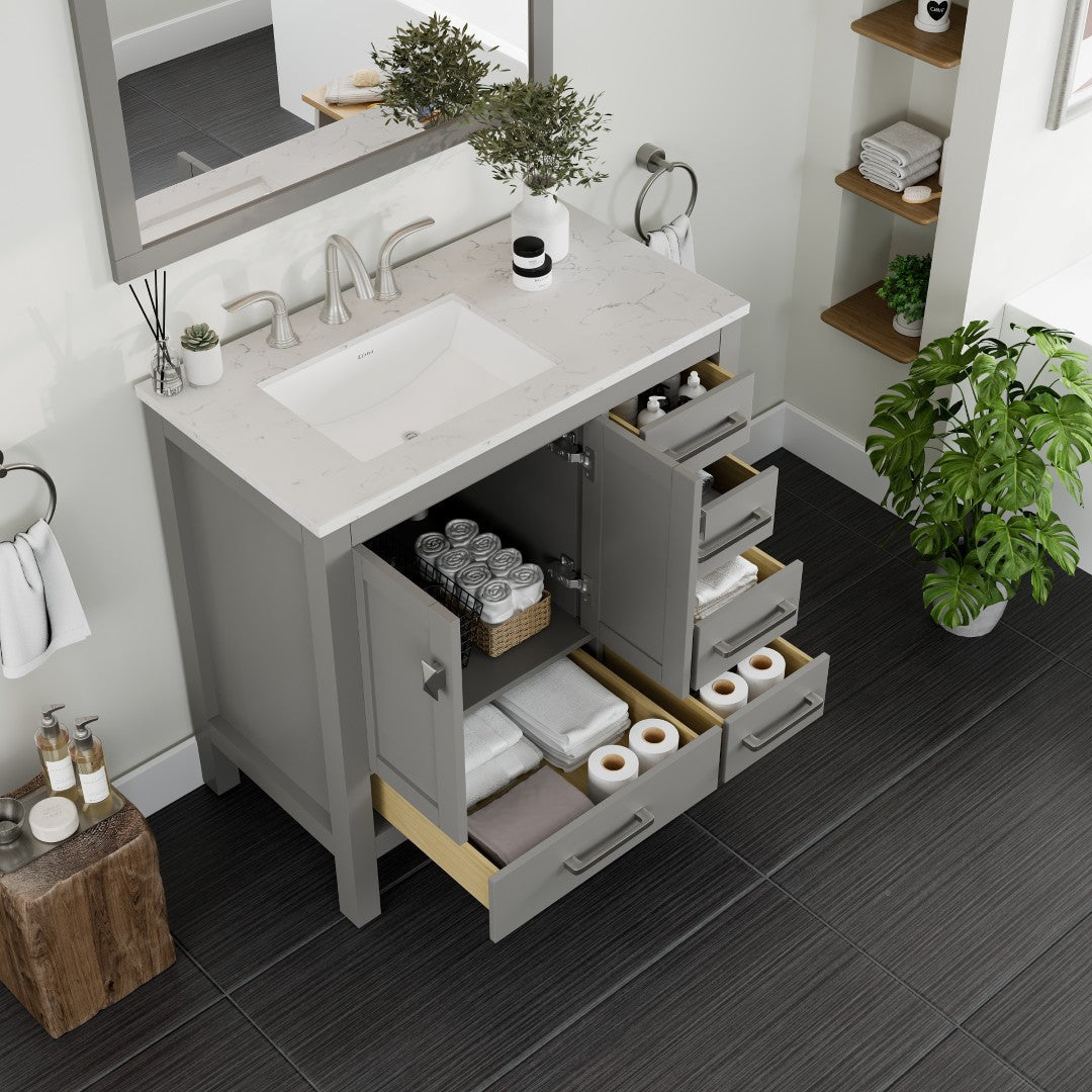 Eviva Aberdeen Bath Vanity with Counter Top and Undermount Porcelain Sink (24"-96")