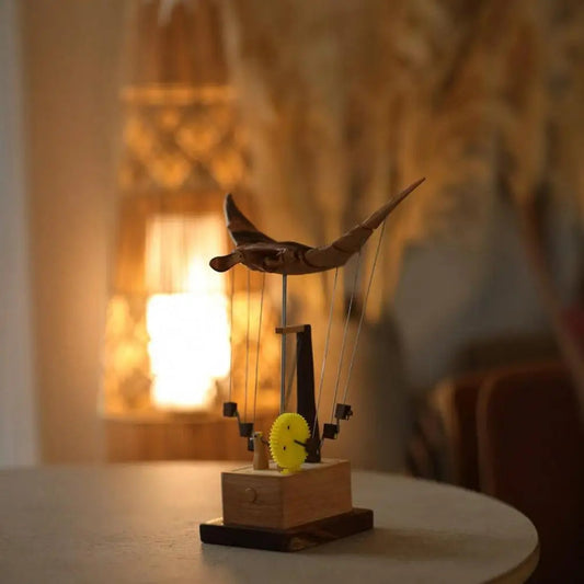 Handcrafted Wooden Manta Ray in Motion