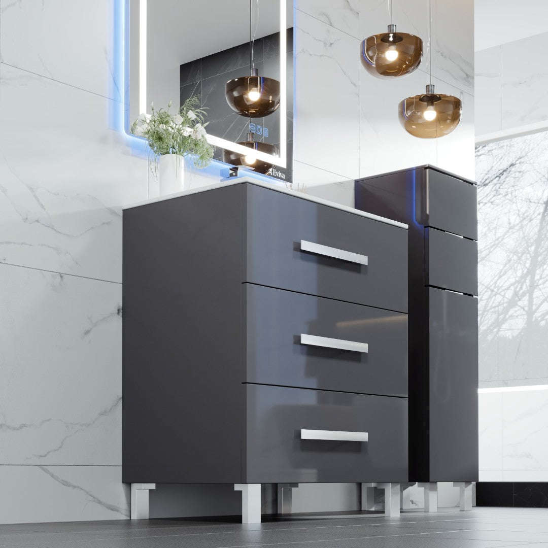 Eviva Libra Bath Vanity with Porcelain Top and Integrated Sink