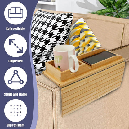 Foldable Wood Couch Cup Holder Tray for Sofa Armrest Drinks