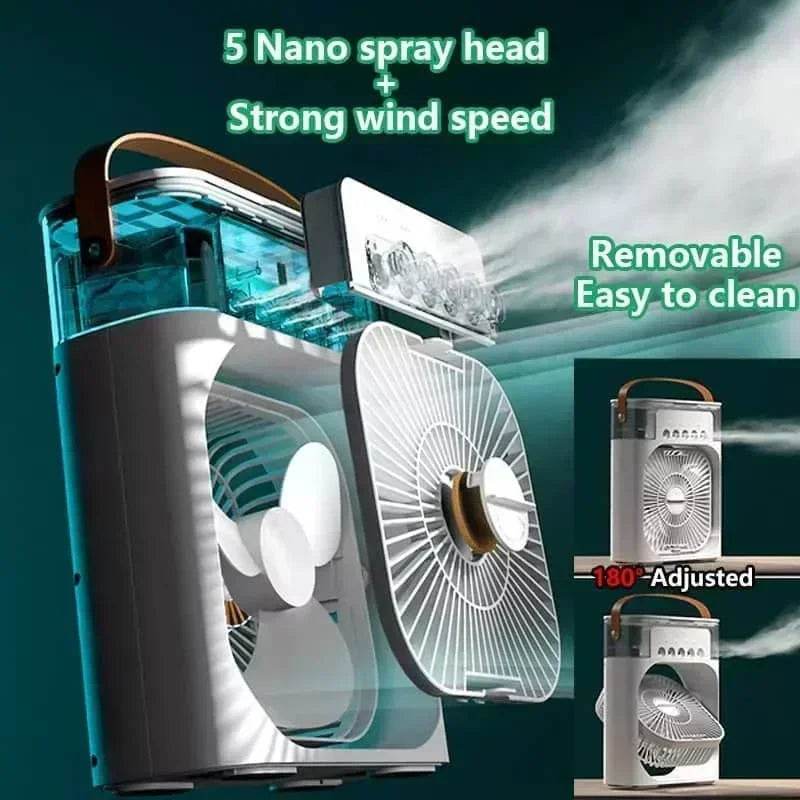 3-in-1 Portable Air Cooler Fan with Humidifier and LED Light