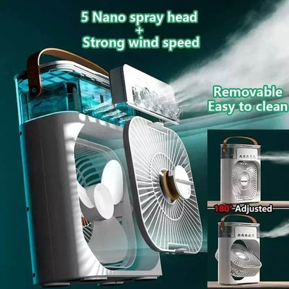 3-in-1 Portable Air Cooler Fan with Humidifier and LED Light