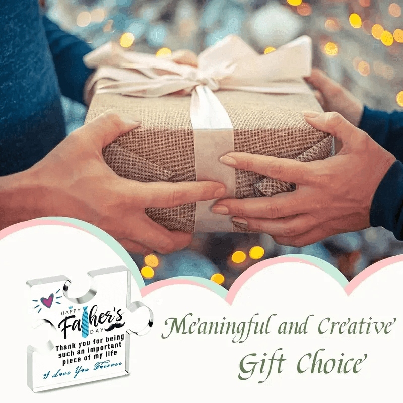 Father's Day Acrylic Puzzle Plaque Engraved Gift with Love & Gratitude Happy Father's Day