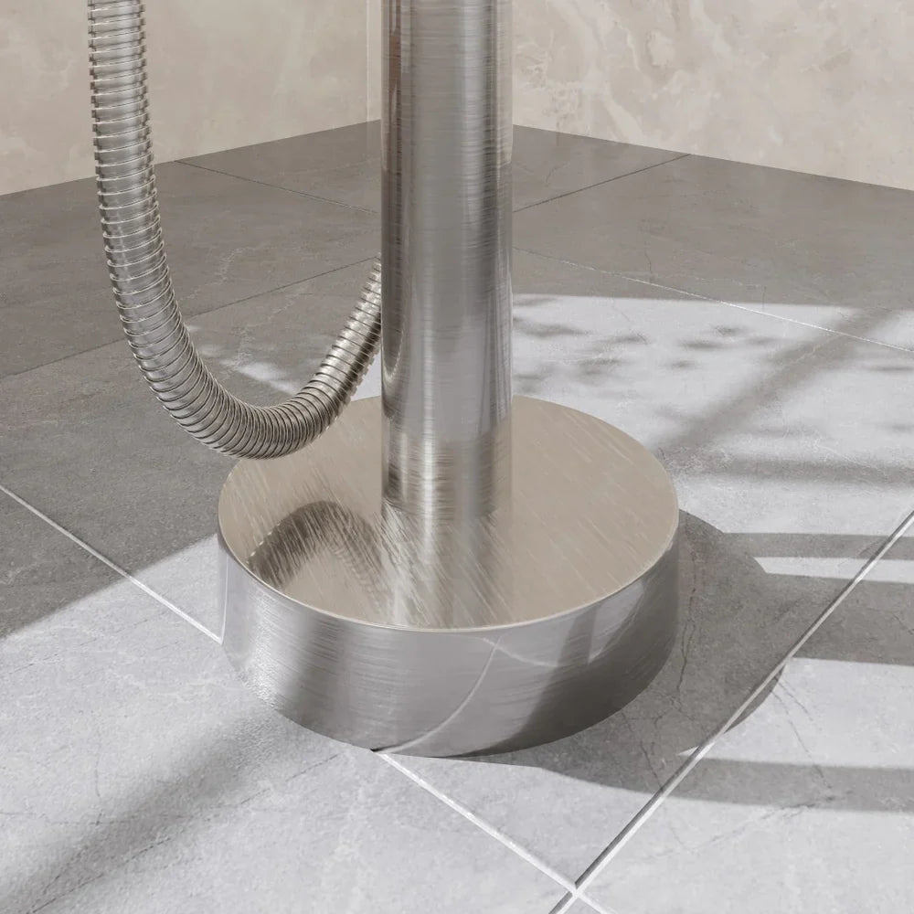 Eviva Modem Single-Handle Freestanding Tub Faucet with Hand Shower – Brushed Nickel