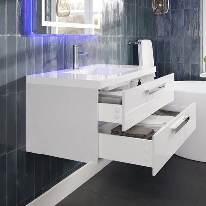 Eviva Surf Wall Mount Bath Vanity with Acrylic Top and Integrated Sink (36"-57")