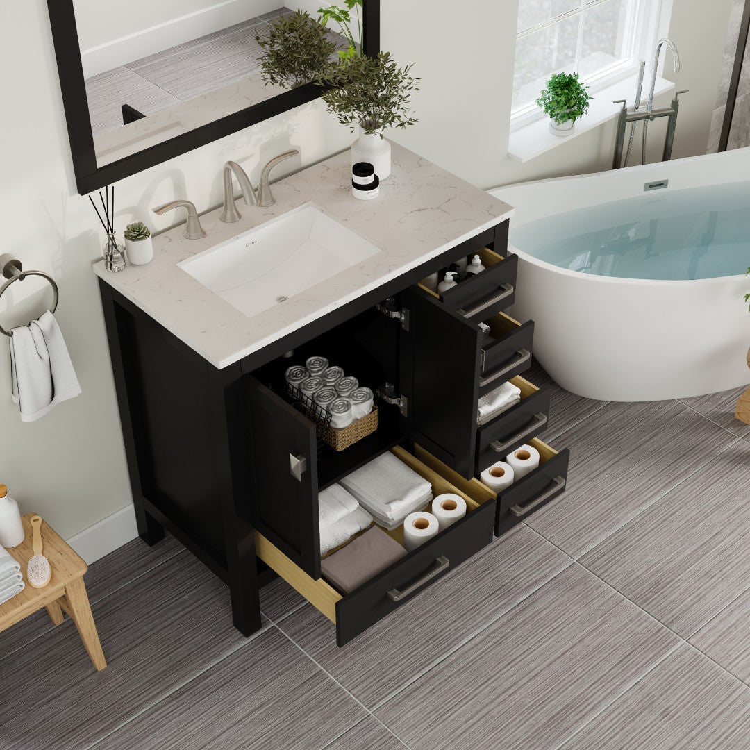Eviva Aberdeen Bath Vanity with Counter Top and Undermount Porcelain Sink (24"-96")