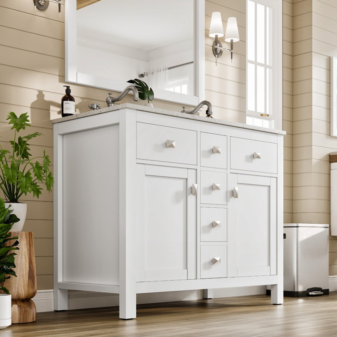 Eviva Artemis Bath Vanity with Engineered Stone Top & Undermount Porcelain Sink (42"-72")