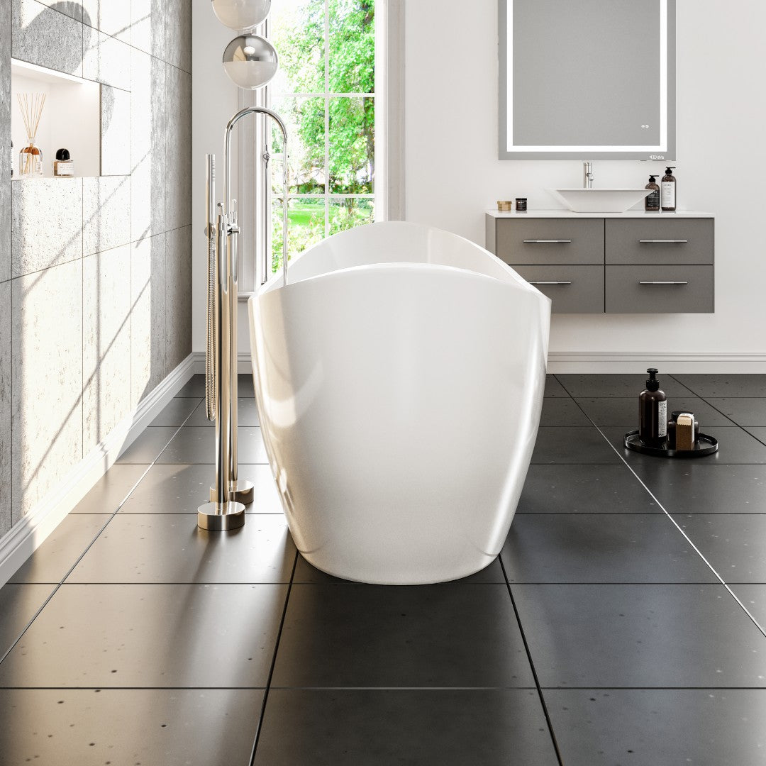 Eviva Bella Glossy White Acrylic Slipper Freestanding Bathtub