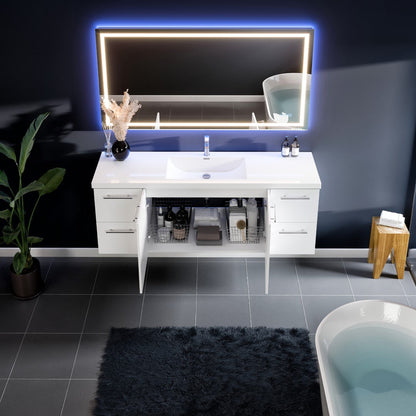 Eviva Axel Wall Mount Bath Vanity with Acrylic Top and Integrated Sink