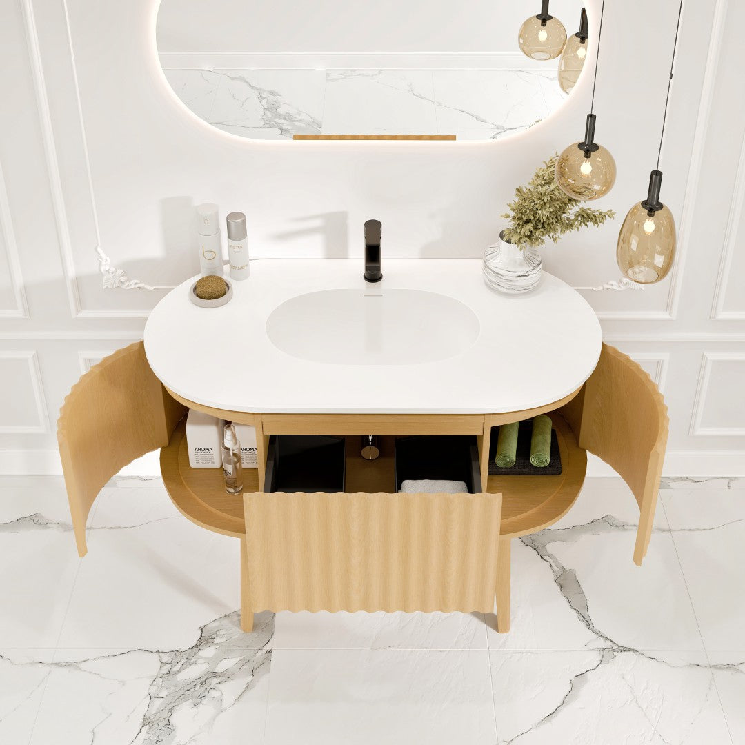 Eviva Haven Wall Mount Bath Vanity with Solid Surface Top and Integrated Sink (39"-71")